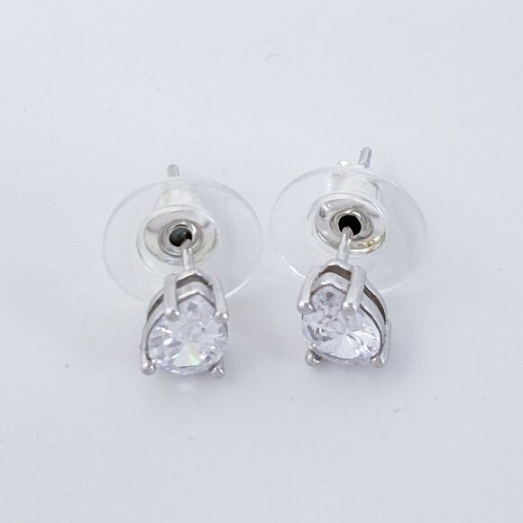 Vintage Sterling Silver 925 Cubic Zirconia Teardrop Earrings - Picture 3 of 5